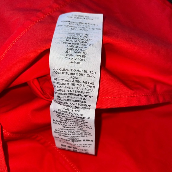 Tory Burch Red Cotton Puff Sleeve Button Up Blouse - Picture 6 of 7